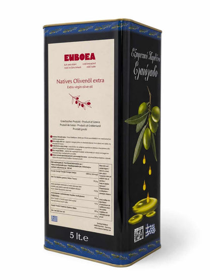 Griechisches Olivenöl Ernte 2025 in einer 5-Liter-Dose, nativ extra, online kaufen.