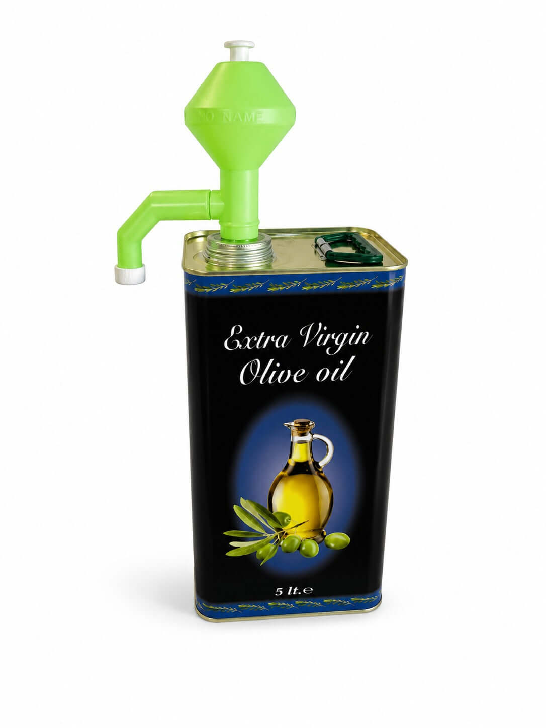 Pumpe für Olivenöl auf 5-Liter-Kanister, ideal für eine saubere Entnahme von Olivenöl in der Küche.
